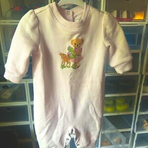 Ralph Lauren Pink Polo Bear Embroidered Kids One Piece